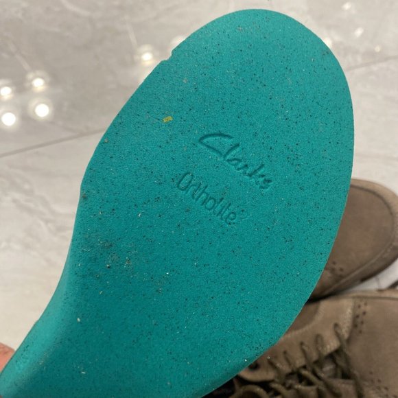 CLARKS Mens Shoes Size US 10 UK 9 EU 43 Brown Leather & Suede Sneakers Ortholite - Picture 16 of 16